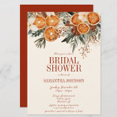 エレガントなオレンジの花のブライダルシャワー 招待状