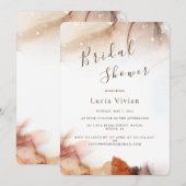 エレガントなオレンジインクのミニマルなスタイルのブライズシャワー 招待状 (正面/裏面)