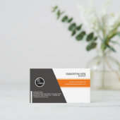 エレガントなオレンジストライプのなエンジニアの名刺 名刺 (スタンド正面)