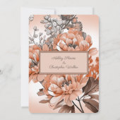 エレガントなオレンジ色とピンクの秋の花のウェディング 招待状 (裏面)