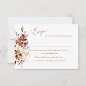 エレガントなオレンジ色の秋のユーカリ、食事の返信カード 招待状 (正面)