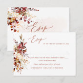 エレガントなオレンジ色の秋のユーカリ、食事の返信カード 招待状 (正面/裏面)