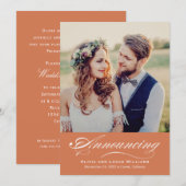 エレガントなオレンジ色の結婚式の写真 披露宴 招待状 (正面/裏面)