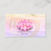 エレガントなオンブレ ローズ ゴールドのゴールド サークル ロータス 名刺 (正面)