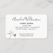 エレガントなオーキッド ブラック＆ホワイト フラワーデリケート シック 名刺 (裏面)