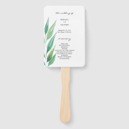 エレガントなオーシャングリーン青水彩アート ハンドファン