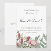 エレガントなオーストラリアン ネイティブ フローラル インビテーション (正面/裏面)