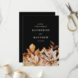 エレガントなオータム フローラル ブラック ウェディング プログラム