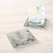 エレガントなオーダーメイドの結婚式招待状 ガラスコースター (アングル)