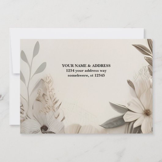 エレガントなオーダーメイドの結婚式招待状 セーブザデート (裏面)