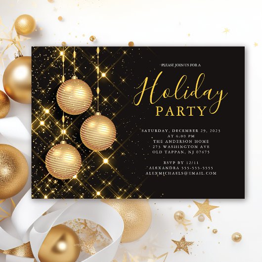 エレガントなオーナメントのクリスマス パーティー 招待状