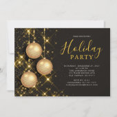 エレガントなオーナメントのクリスマス パーティー 招待状 (正面)