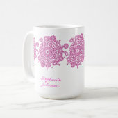 エレガントなオーナメントの白いですかピンクのマグ コーヒーマグカップ (正面左)