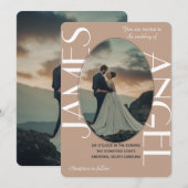 エレガントなオーバルシェイプの新郎新婦カスタム結婚式 招待状 (正面/裏面)