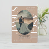 エレガントなオーバルシェイプの新郎新婦カスタム結婚式 招待状 (スタンド正面)