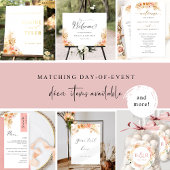 エレガントなオーバルピンクコーラルとクリームのウェディングブッシュ 招待状