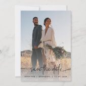 エレガントなオーバーレイカリグラフィー・セーブ・ザ・デート写真 招待状 (正面)