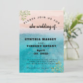 エレガントなオープンシーとスカイのビーチウェディングモード 招待状 (スタンド正面)