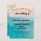 エレガントなオープンシーとスカイのビーチウェディングモード 招待状 (正面/裏面)