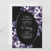 エレガントなオールインワンのパープルフラワーウェディング 招待状 (正面)