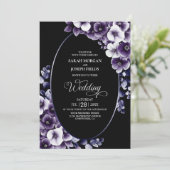 エレガントなオールインワンのパープルフラワーウェディング 招待状 (スタンド正面)
