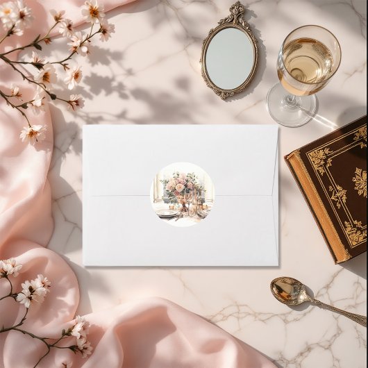 エレガントなオールドマネーロマンティックテーブルの結婚式 ラウンドシール