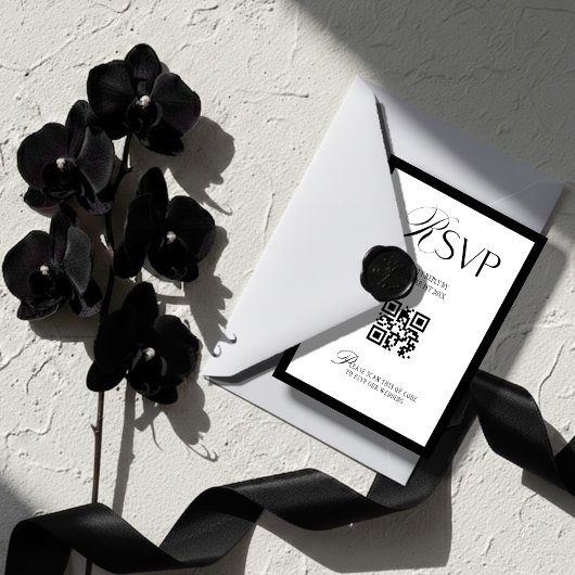 エレガントなオールドマネー ブラックアンドホワイト 出欠カード