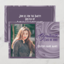 エレガントなオールドラベンダー写真 卒業式招待状