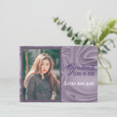 エレガントなオールドラベンダー写真 卒業式招待状 招待状 (スタンド正面)