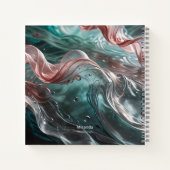 エレガントなオールドローズとエメラルドのシルクウォータータイポグラフィ ノートブック (裏面)