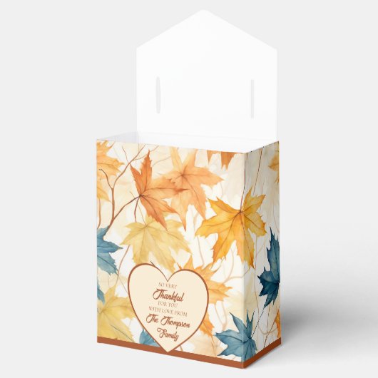 エレガントなカエルの葉 感謝の気持ちを込めた感謝祭ハート フェイバーボックス (オープン)