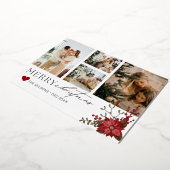 エレガントなカスタマイズクリスマスカード（ポインセチア） 箔シーズンカード (回転した状態)