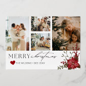 エレガントなカスタマイズクリスマスカード（ポインセチア） 箔シーズンカード (正面)