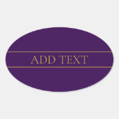 エレガントなカスタマイズテキスト | ゴールド＆ディープパープル 楕円形シール (正面)