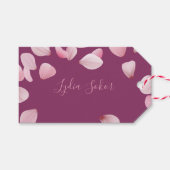 エレガントなカスタマイズピンクの花びらギフトタグ ギフトタグ (正面(横))