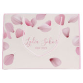 エレガントなカスタマイズピンクの花びらギフトバッグ ラージペーパーバッグ (正面)