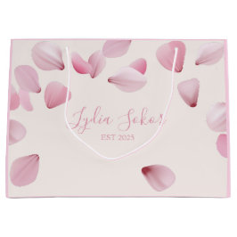 エレガントなカスタマイズピンクの花びらギフトバッグ ラージペーパーバッグ