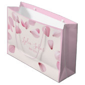 エレガントなカスタマイズピンクの花びらギフトバッグ ラージペーパーバッグ (正面アングル)