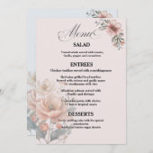 エレガントなカスタマイズ可能な花のウェディングメニューカード 招待状 (正面/裏面)