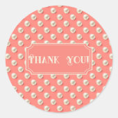 エレガントなカスタムコーラルとパールのギフトボックス ラウンドシール (正面)