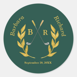 エレガントなカスタムゴルフテーマのウェディング ラウンドシール
