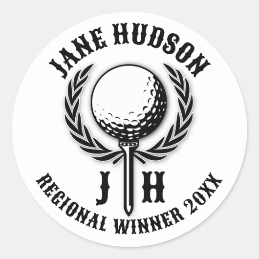 エレガントなカスタムゴルフモノグラムデザイン ラウンドシール (正面)