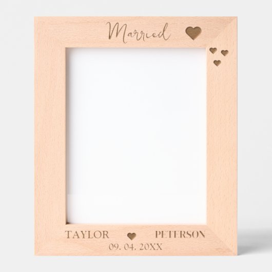 エレガントなカスタムネームエンゲージメントウェディングフォト レーザー彫刻フレーム (正面)
