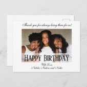 エレガントなカスタムハッピーバースデー写真 ポストカード (正面/裏面)