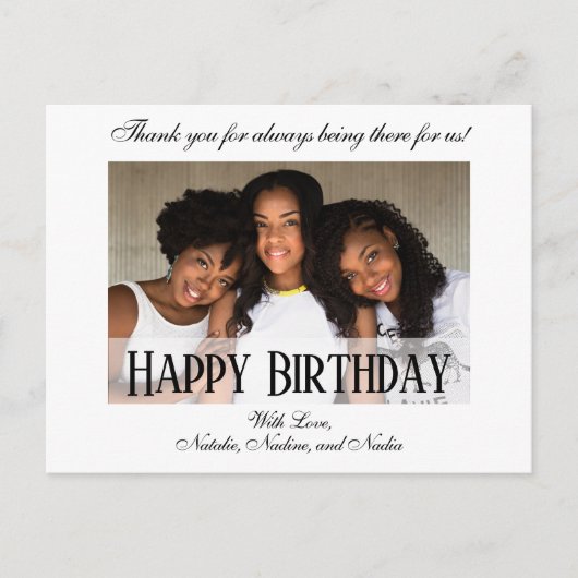 エレガントなカスタムハッピーバースデー写真 ポストカード (正面)