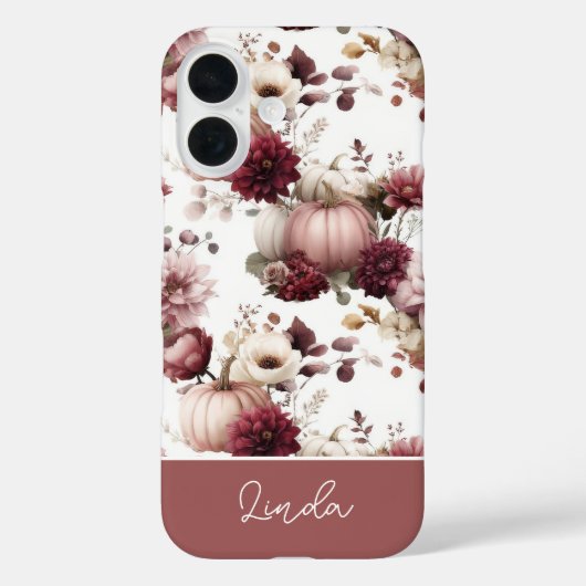 エレガントなカスタムパンプキンと花柄 Case-Mate iPhoneケース (裏面)