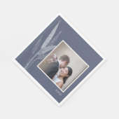 エレガントなカスタムフォトブルーボタニカルガーデンウェディング スタンダードランチョンナプキン (角)