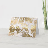 エレガントなカスタムモンステラの葉のウェディング サンキューカード (裏面)
