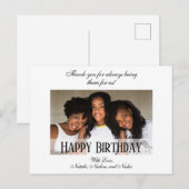 エレガントなカスタム写真のハッピーバースデー ポストカード (正面/裏面)