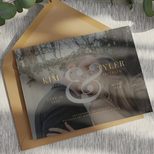 エレガントなカスタム写真の偽ヴェラム現代の結婚式 セーブザデート